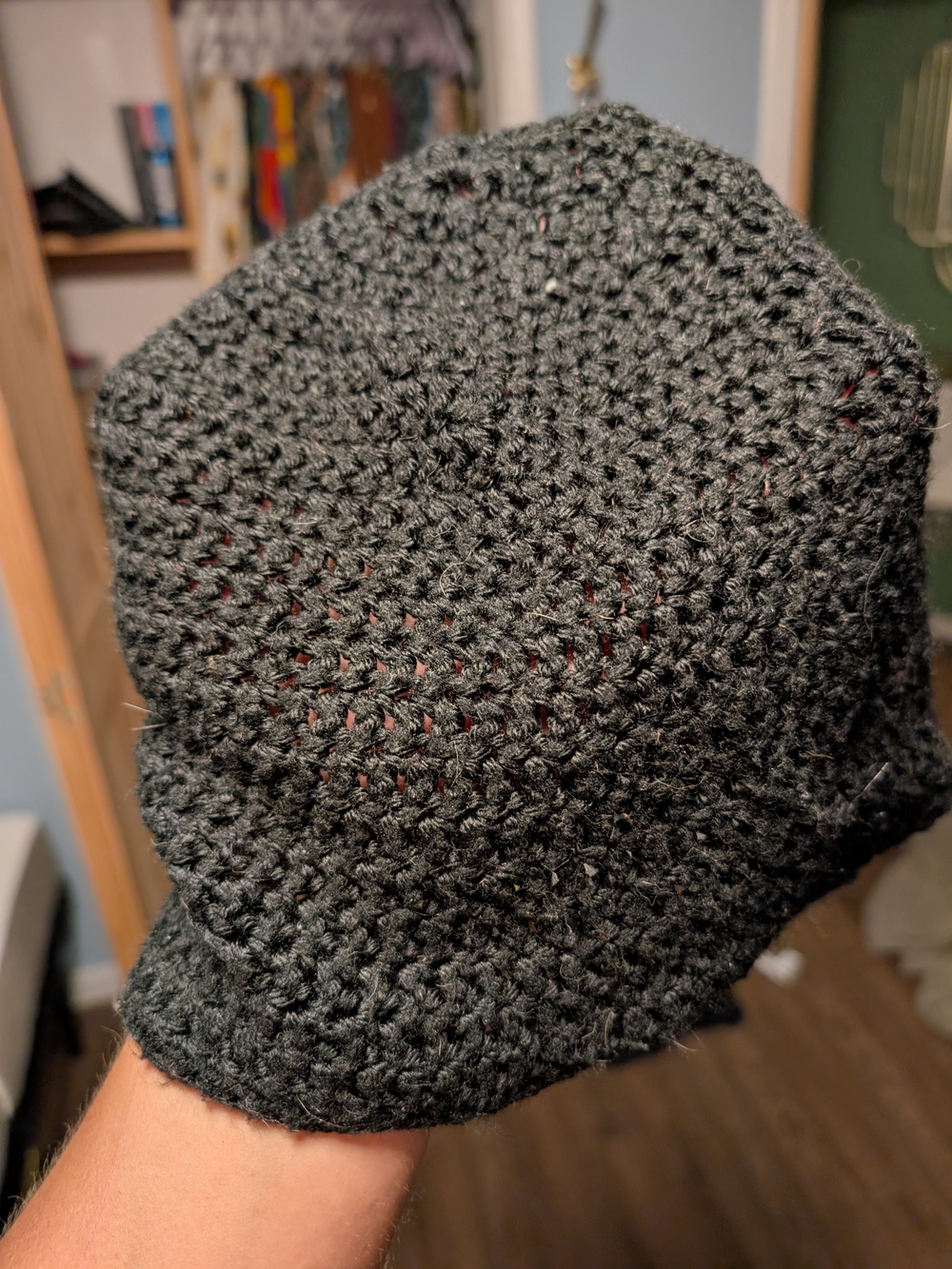 Men's Charcoal Crochet Knit Sweater - Classic Comfort